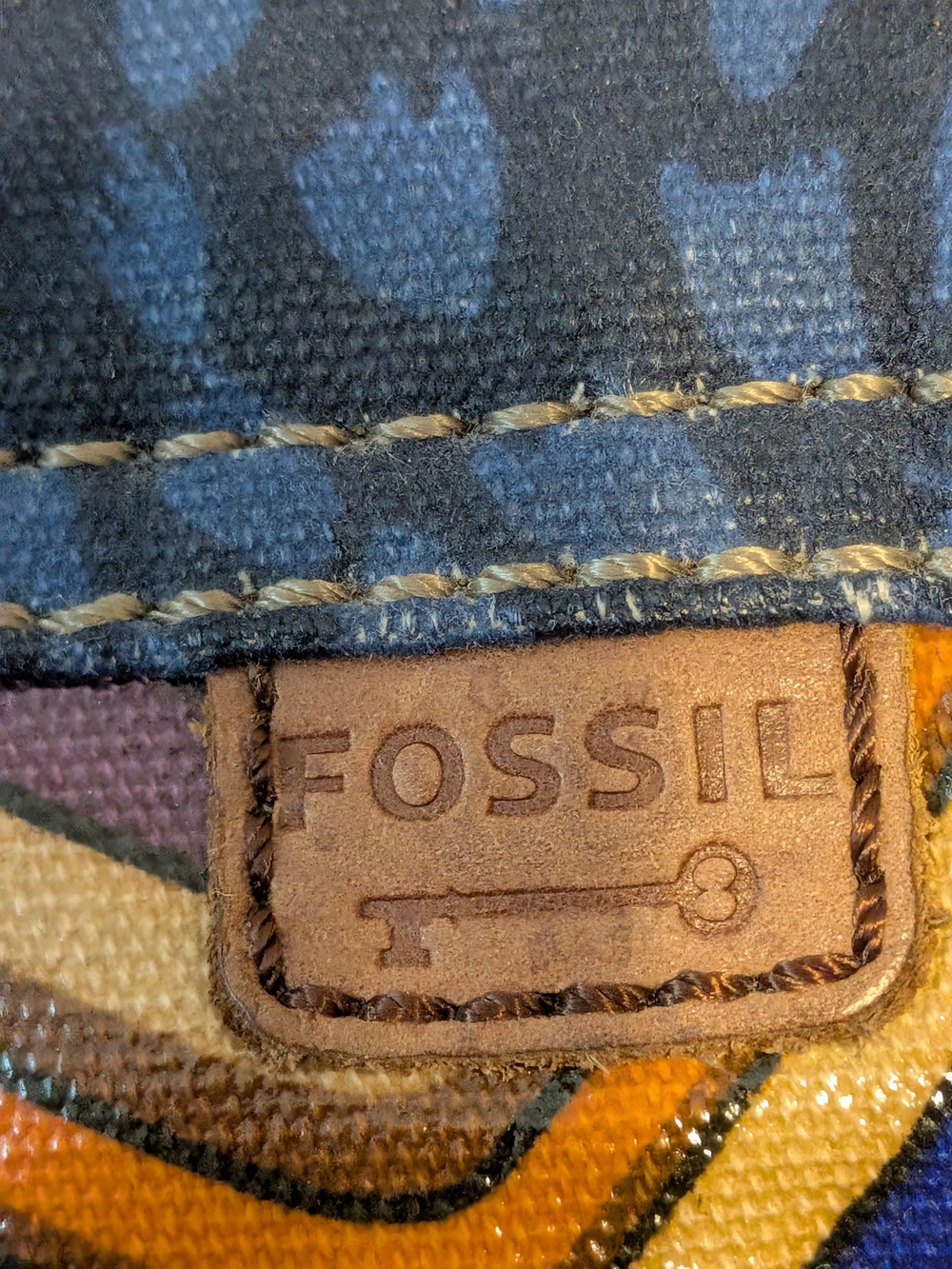 Fossil Chevron Multi-Color Crossbody Bag with Blue Top Panel - Picture 2 of 12